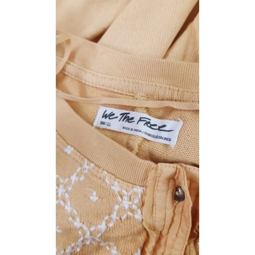 Free People We The Free Free Spirit Tee Tunic Top Embroidered Oversized S 281638